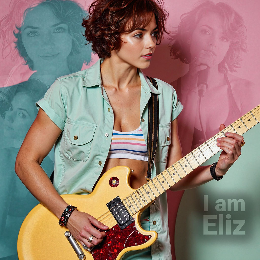 Cover of I am Eliz Album, with Eliz playing the guitar